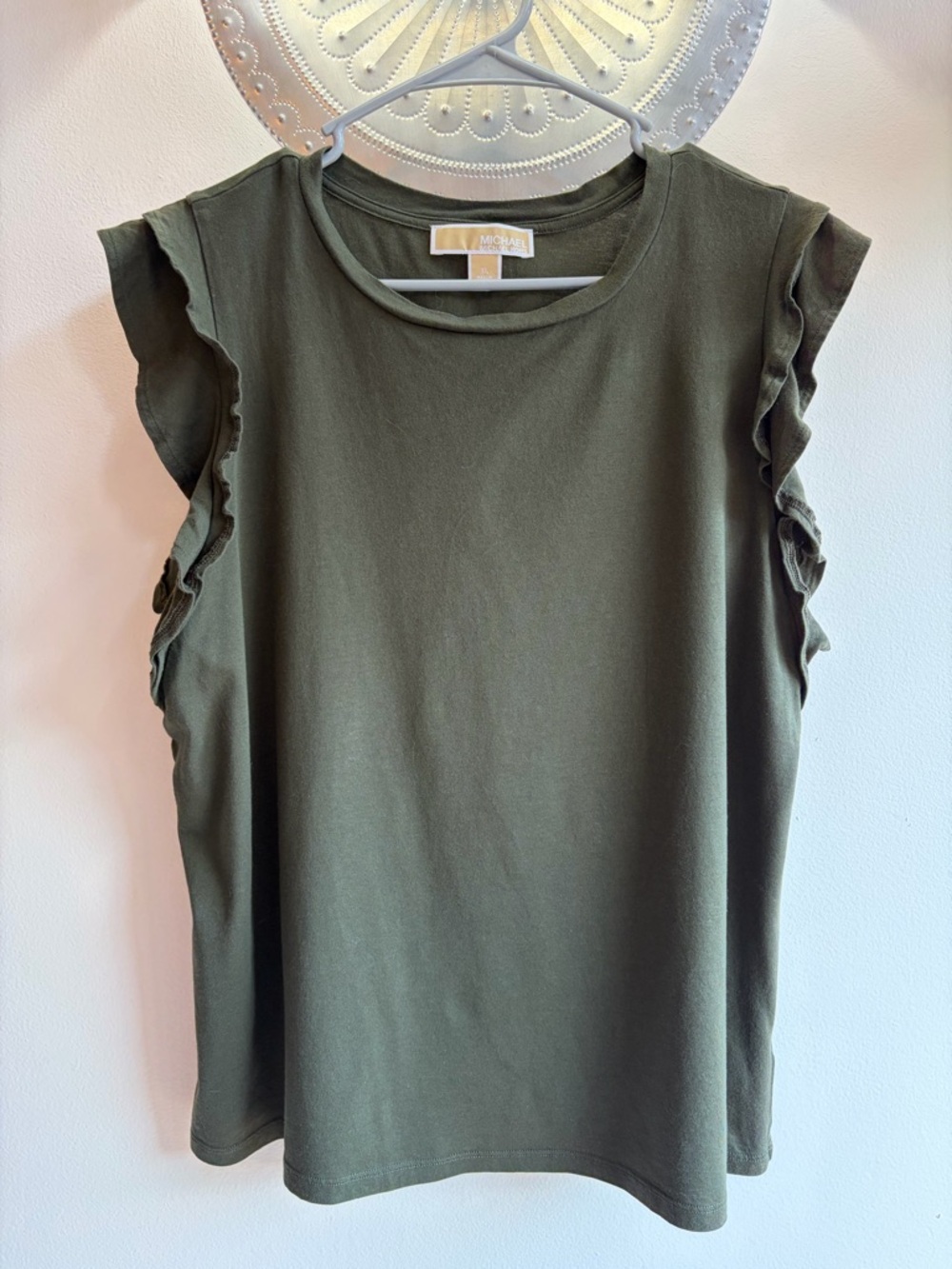 Michael Kors Olive Ruffle Sleeve Tank Top